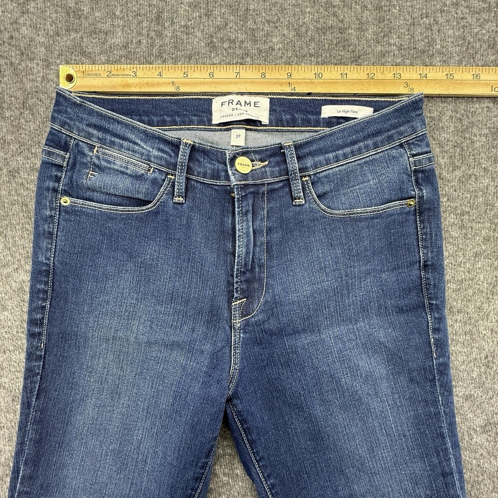 FRAME Le High Flare Jeans high rise flared fitted Blue Size 27 - Picture 5 of 9
